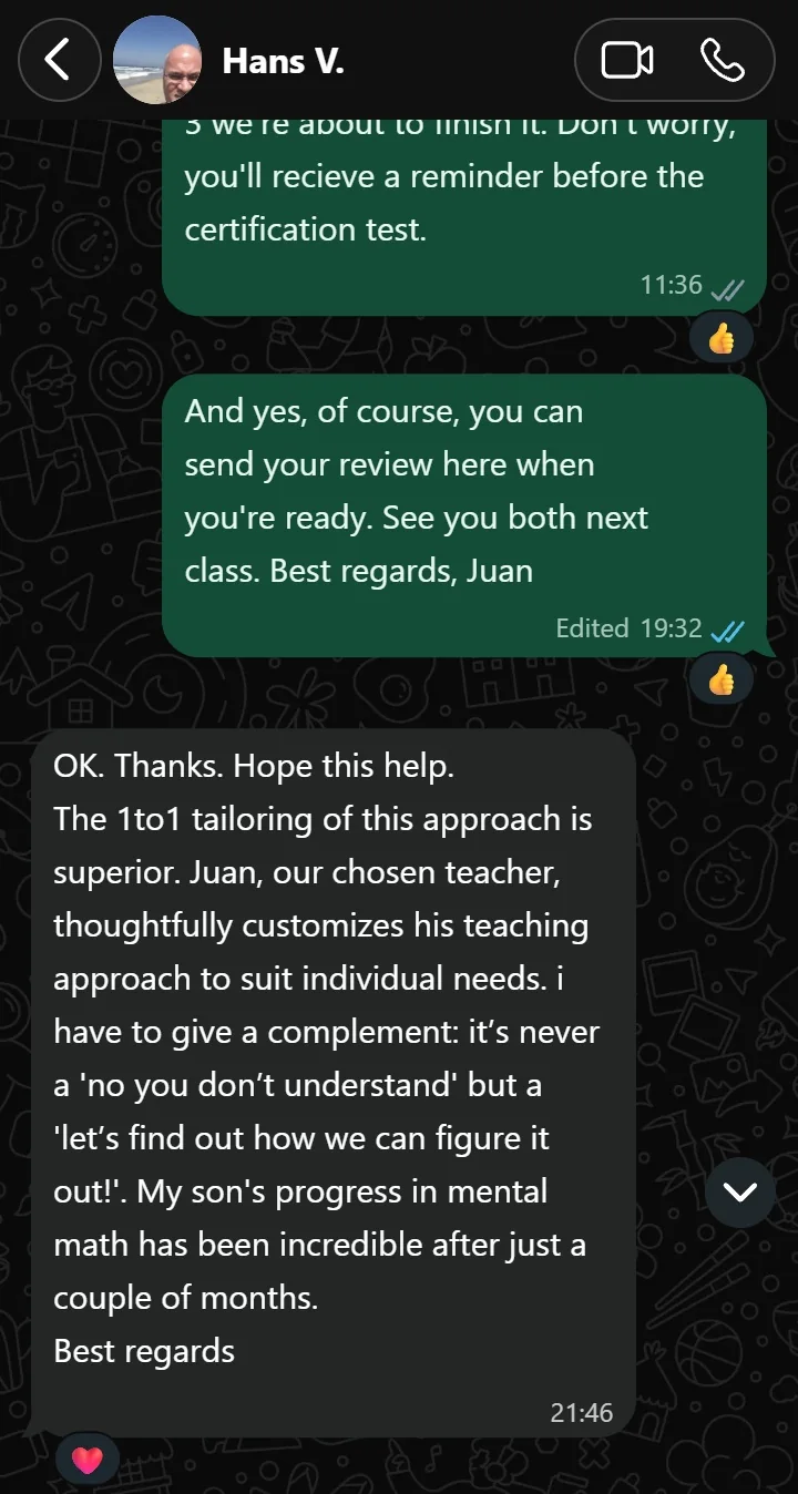 WhatsApp message from Hans V.