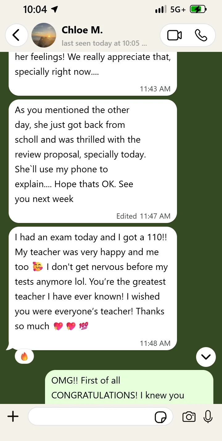 WhatsApp message from Chloe M.