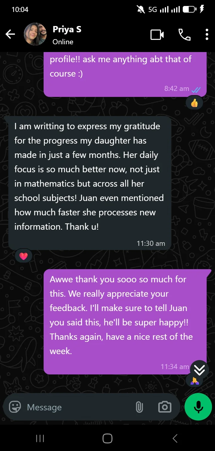 WhatsApp message from Priya S.