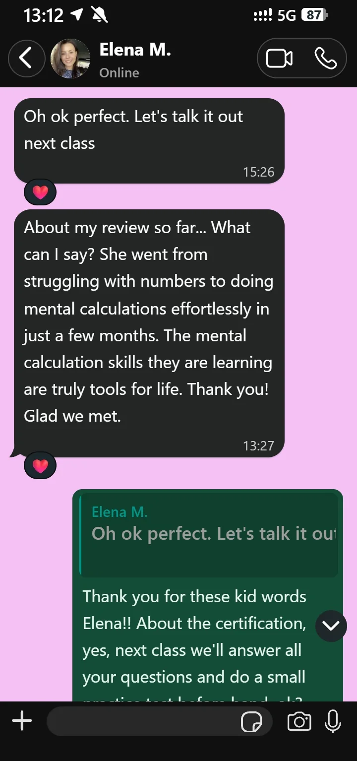 WhatsApp message from Elena M.